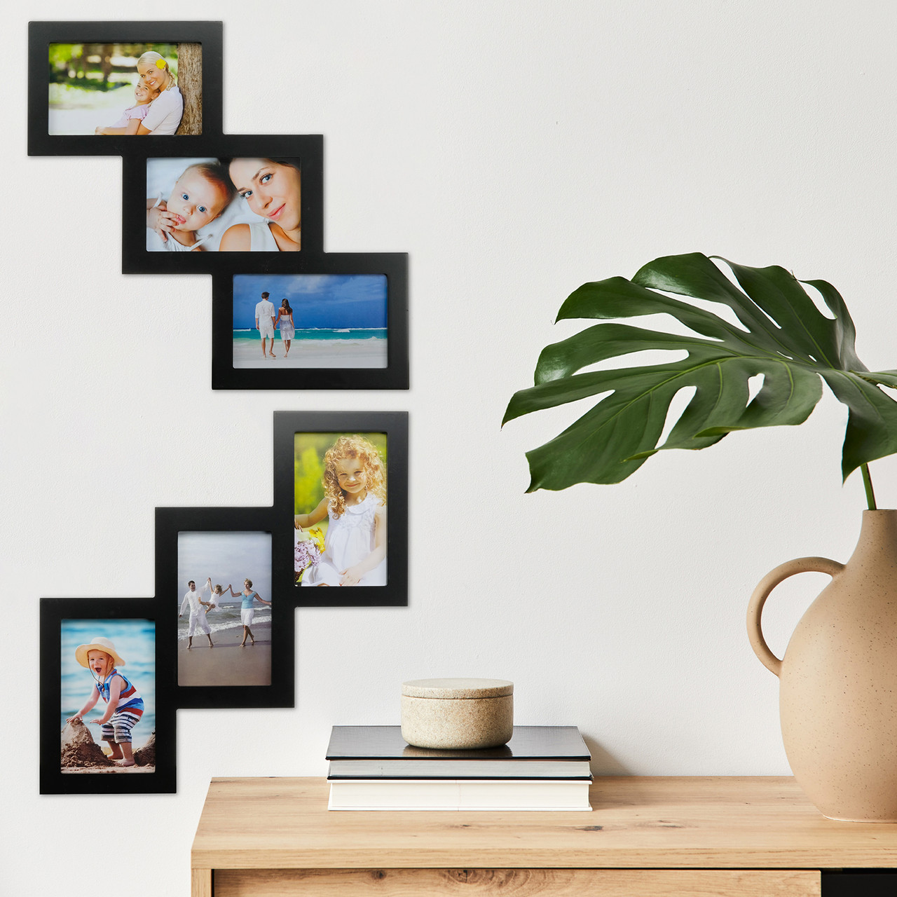 Wheeled Barndoor Collage Frame - Holds Four 4x6 Photos - Excello