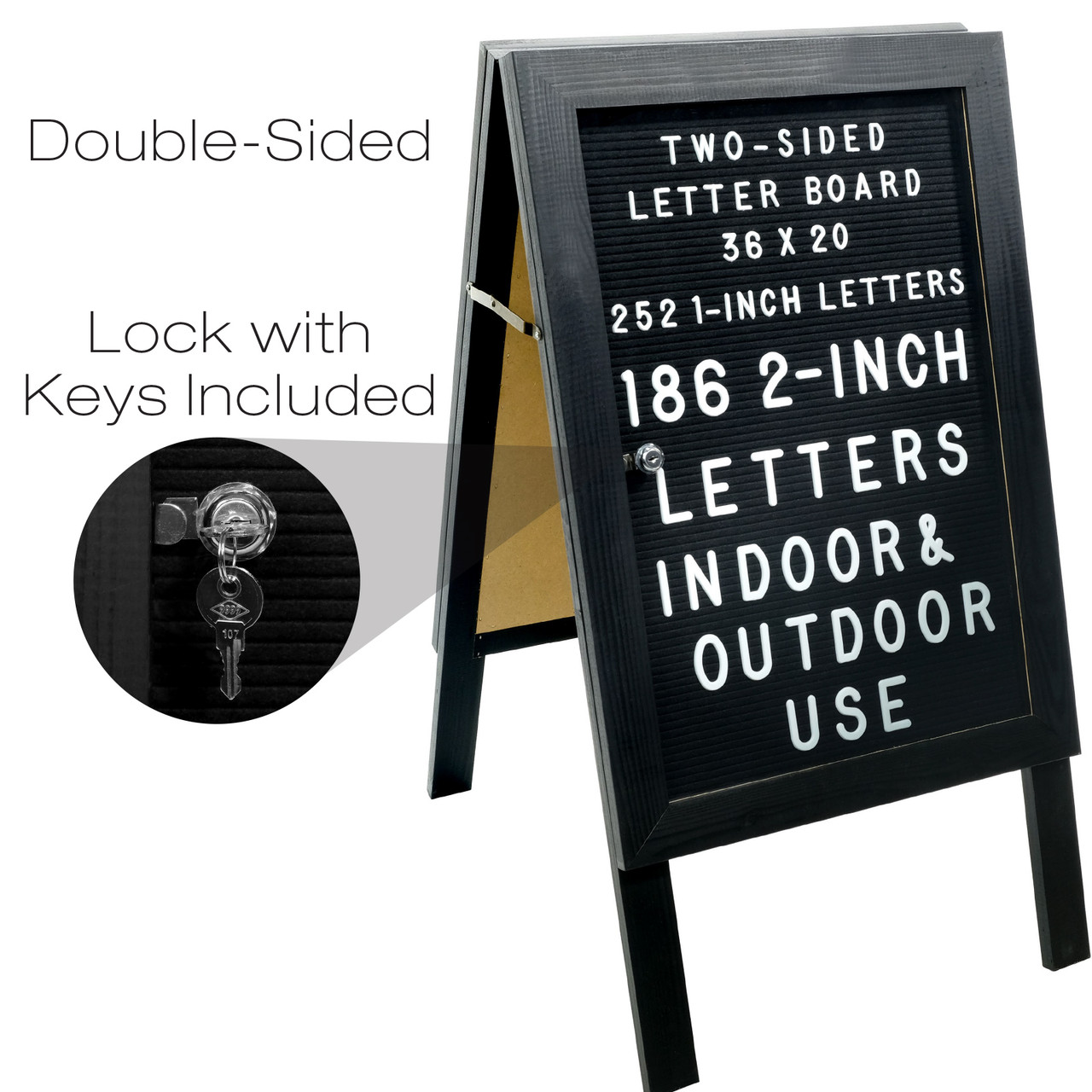 Large Wooden A-Frame Sidewalk Sign 36x20 Felt Letter Board w/ Changeable  Letters - EGP-HD-0084 - Excello Global Brands