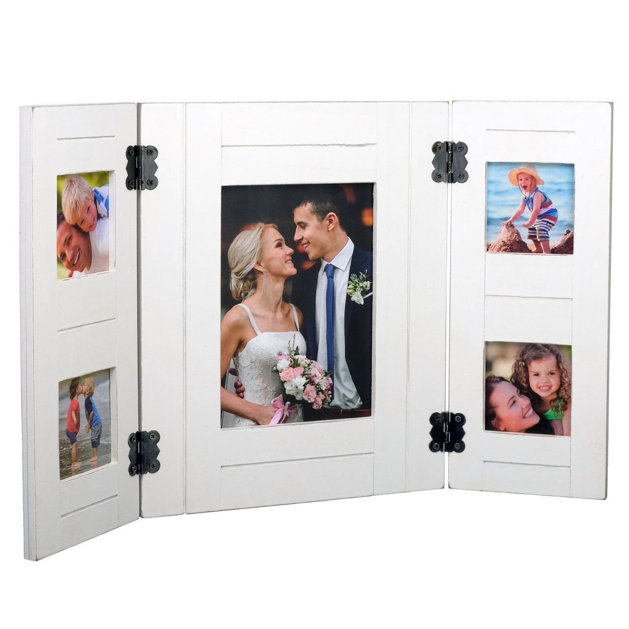 Rustic Distressed Wood Collage Picture Frames: Holds 7 Multiple Size Photos  - Excello Global Brands