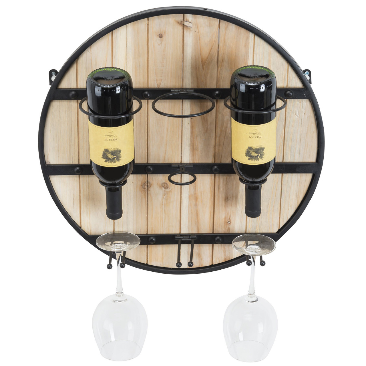 Wooden Wall Mounted Wine Rack: Wine Bottle Holder Wine Glass