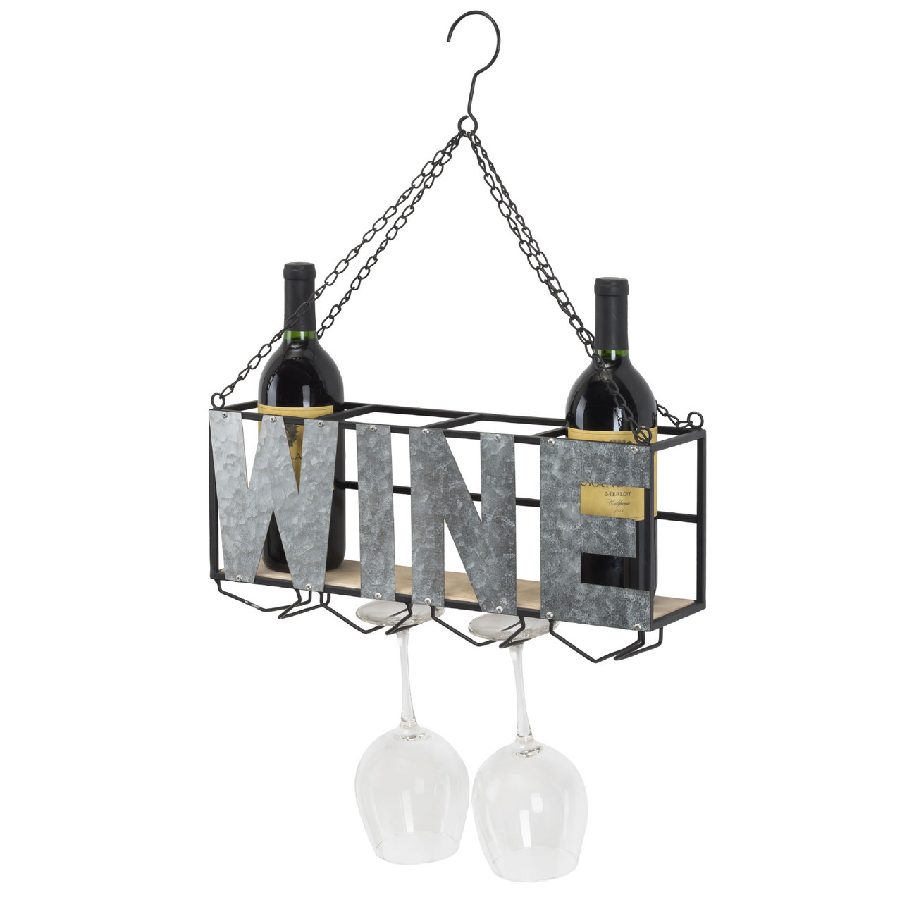 Hanging or Wall Mounted Wine Rack: Wine Bottle Holder & Wine Glass Holder -  Excello Global Brands