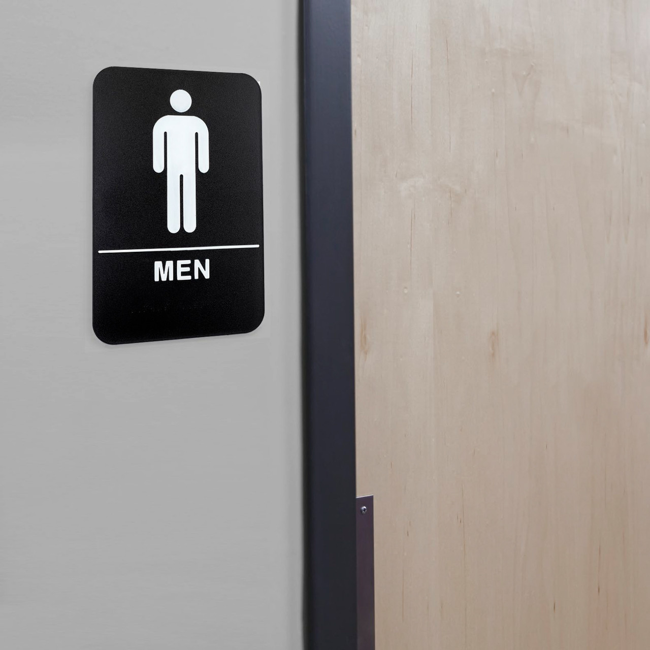 Plastic Restroom Sign: With Braille (ADA Compliant)- 6