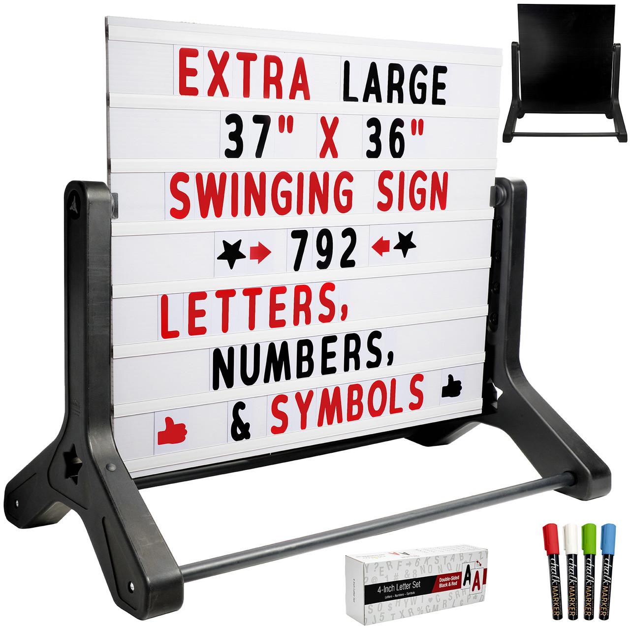 Swinging Changable Message Sidewalk Sign: 37x36 Sign with
