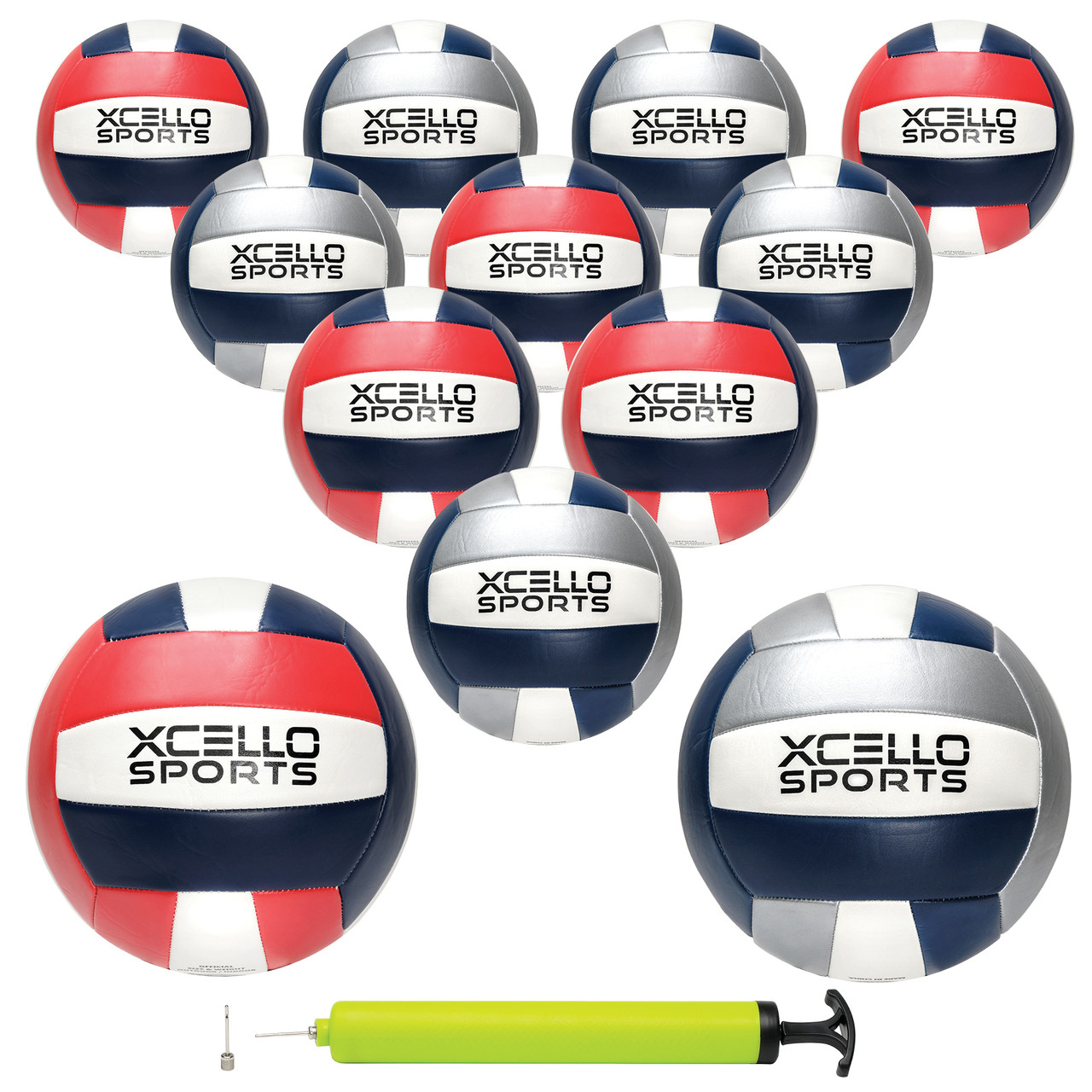 Xcello Sports Volleyball Assorted Graphics with Pump Red/Navy