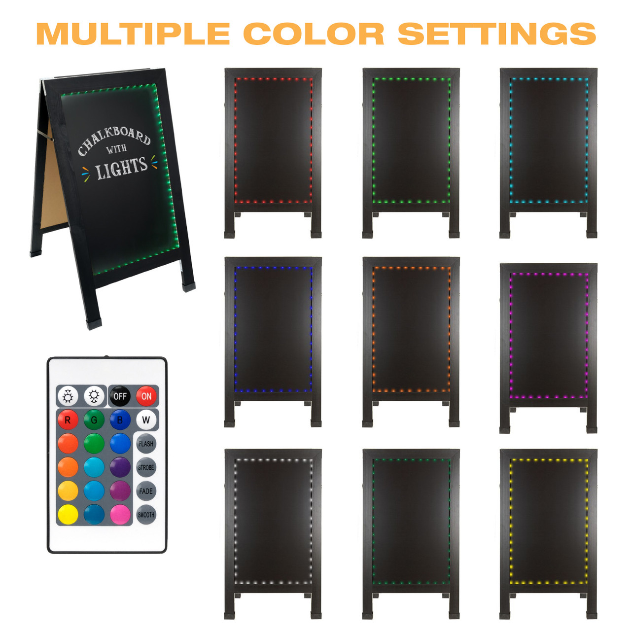 Indestructible LED Chalkboard, Heavy Duty Construction, 16-color