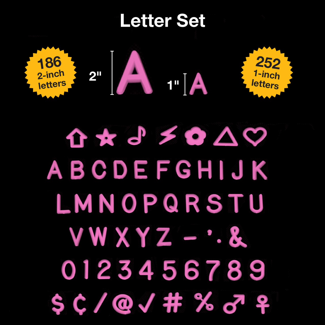Pink Letter Set A-Frame Letter Board Pink Letter Set - Excello Global Brands
