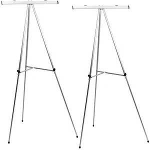 Excello Global Products 2 Pack 70 Inch  Adjustable Silver Easel Stands