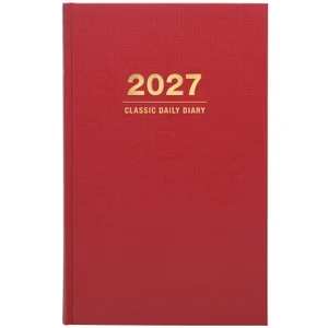 Excello Brands Classic Daily Diary Hardcover Planner 8" X 12" Cy 2027 (Red)