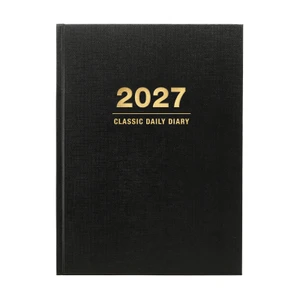 Excello Brands Classic Daily Diary Hardcover Planner 6" X 8" Cy 2027 (Black)