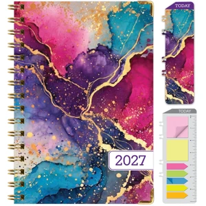 Excello Brands Hardcover 15 Month Fashion Planner CY27 - 5.5" X 8" (Rainbow Gold Marble)