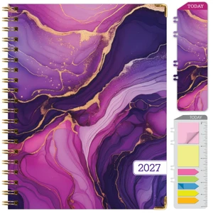 Excello Brands 2027 15-Month Weekly & Monthly Hardcover Planner, 8.5" x 11", Pink Purple Marble