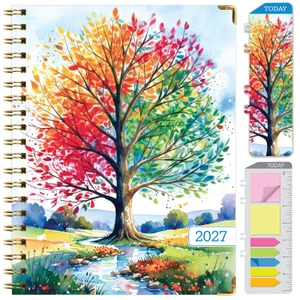 Excello Brands 2027 15-Month Weekly & Monthly Hardcover Planner, 8.5" x 11", Tree Seasons