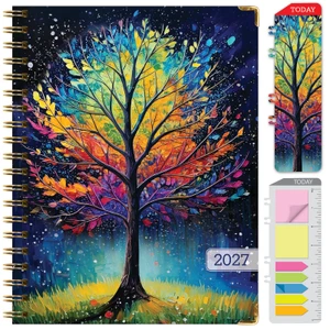 Excello Brands Hardcover 15 Month Fashion Planner CY27 - 8.5" X 11" (Black Tree Seasons)