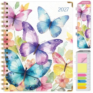 Excello Brands Hardcover 15 Month Fashion Planner CY27 - 8.5" X 11" (Watercolor Butterflies)