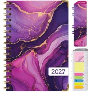 Excello Brands Hardcover 15 Month Fashion Planner CY27 - 5.5" X 8" (Pink Purple Marble)