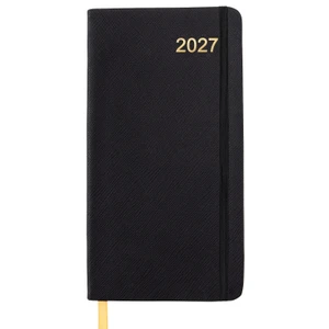 Excello Brands Textured Cover Weekly Monthly 3.5"X 6.5" Pocket Planner Cy 2027 (Black)