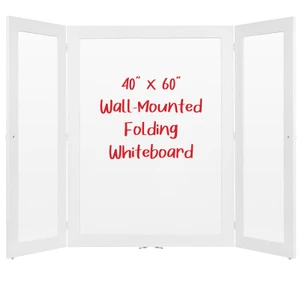 Excello Brands 40" X 60" Wooden Wall Mounted Folding Whiteboard (White)