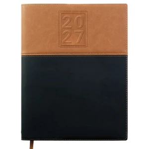 Excello Brands 14 Month Pocket Planner - 8" X 10" CY27 (Brown/Black)