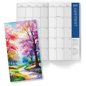 Excello Brands 2-Year Monthly Calendar Pocket Planner - 2027/2028 (Watercolor Tree)