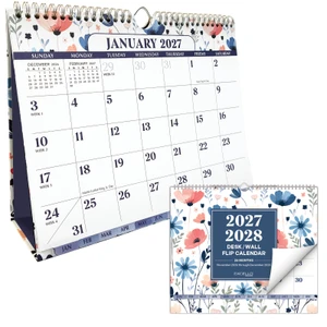 Excello 2027 Monthly Wall/Desk Flip Calendar, 8.5" x 11", Colorful Botanicals