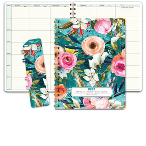 Hardcover Teacher Undated Lesson Plan 7 Period: Days Horizontally Across The Top (Teal Floral) Hardcover Teacher Undated Lesson Plan 7 Period: Days Horizontally Across The Top (Teal Floral)