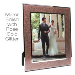 Decorative Picture Frame with Shimmering Rose Gold Glitter Border