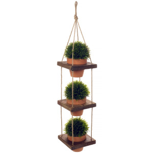 Excello Global Products Rustic 3-Tier Wooden Hanging Planter with Distressed Finish - Farmhouse Style. Comes with 3 Terracotta Pots, Ready for Hanging. Excello Global Products Rustic 3-Tier Wooden Hanging Planter with Distressed Finish - Farmhouse Style. Comes with 3 Terracotta Pots, Ready for Hanging.