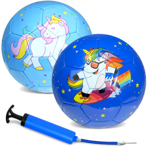 Xcello Sports Kids Soccer Ball Soft Thick Durable TPU Cover 2 Pack With Pump (Available in Size 2, and Size 3) (Blue/Rainbow) Xcello Sports Kids Soccer Ball Soft Thick Durable TPU Cover 2 Pack With Pump (Available in Size 2, and Size 3) (Blue/Rainbow)