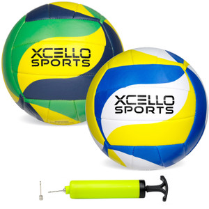 Xcello Sports Volleyball Assorted Graphics with Pump Green, Navy, Yellow and Blue, Yellow, White Xcello Sports Volleyball Assorted Graphics with Pump Green, Navy, Yellow and Blue, Yellow, White