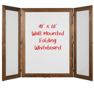 40" x 60" Wooden Wall Mounted Folding Whiteboard (Brown) 40" x 60" Wooden Wall Mounted Folding Whiteboard (Brown)