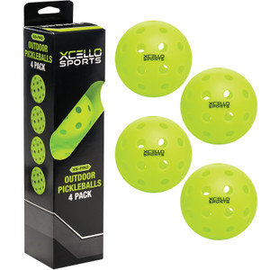 Xcello Sports Outdoor Pickleball 4-Pack, 40 Hole, Neon Green Xcello Sports Outdoor Pickleball 4-Pack, 40 Hole, Neon Green