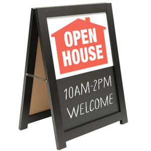 19"x25" Dual-Sided Open House A-Frame Sidewalk Sign with Chalkboard 19"x25" Dual-Sided Open House A-Frame Sidewalk Sign with Chalkboard