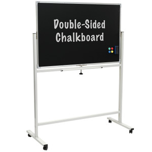 Reversible Rolling Magnetic Chalkboard - 48"x32" (White Frame) Reversible Rolling Magnetic Chalkboard - 48"x32" (White Frame)
