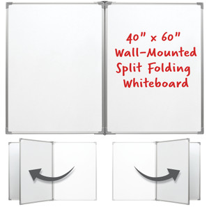 40" x 60" Wall Mounted Split Folding Whiteboard 40" x 60" Wall Mounted Split Folding Whiteboard