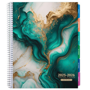 Lite Teacher AY 2025-2026 Planner - 8.5"x11" (Teal Gold Marble) Lite Teacher AY 2025-2026 Planner - 8.5"x11" (Teal Gold Marble)