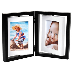 4x6" Double Sided Hinged Picture Frame - Black & White 4x6" Double Sided Hinged Picture Frame - Black & White