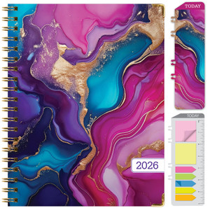 Global Printed Products Hardcover CY 2026 Fashion Planner - 8.5"x11" (Pink Purple Marble)