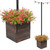 Excello Global Products Large 14" x 14" Brown Wooden Planter Box with Pole Sleve for String Light Poles/Bird Feeders/etc