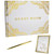 Deluxe Wedding Guest Book, White and Gold Foil Hardcover, Gilded Edges, includes Pen and Picture Frame