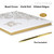 Deluxe Wedding Guest Book, White and Gold Foil Hardcover, Gilded Edges, includes Pen and Picture Frame