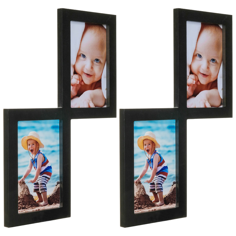 Diagonal Collage Frame - Holds Two 4x6" Photos (Black)