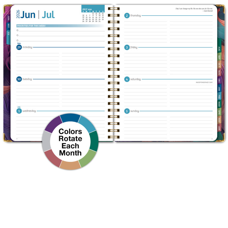 2026-2027 Excello Brands 8.5" x 11" Academic Year Hardcover Fashion Planner, Weekly/Monthly, 14 Month, Pastel Peacock