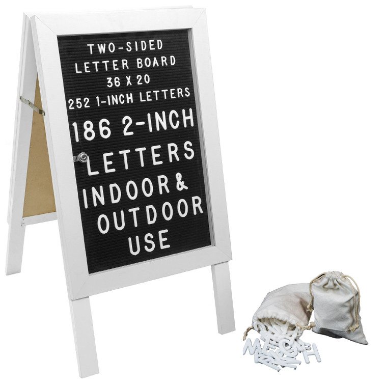 Excello Global Products A-Frame Letter Board with Glass Doors (White)