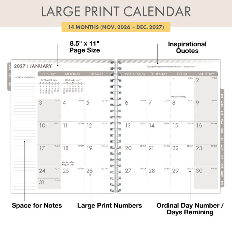 Excello Brands 2027 Essential Pro 14-Month Weekly & Monthly Planner, 8.5" x 11", Colorful Botanicals