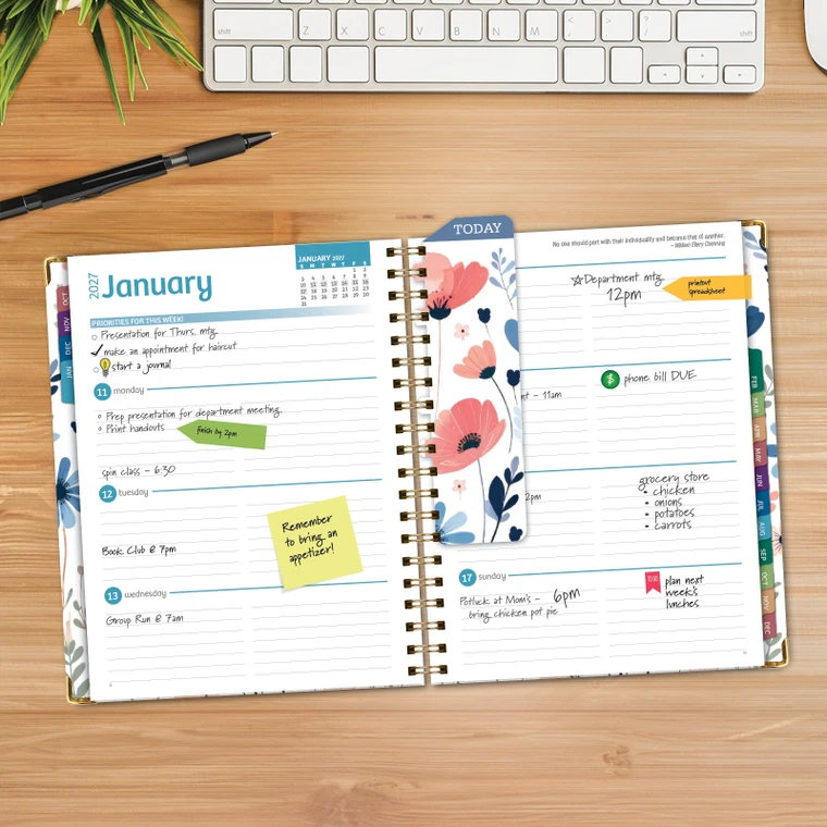 Excello Brands Hardcover 15 Month Fashion Planner CY27 - 7" X 9" (Colorful Botanicals)