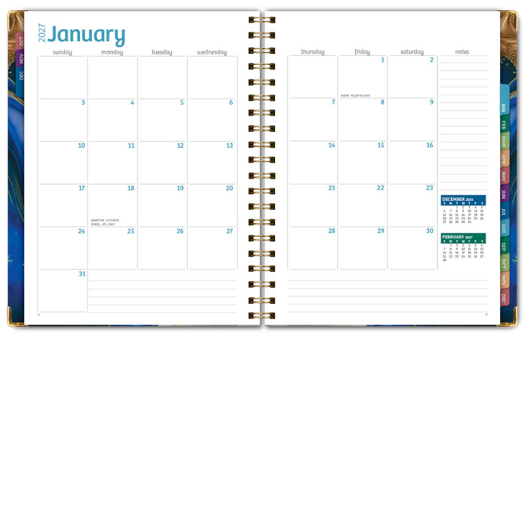 Excello Brands 2027 15-Month Weekly & Monthly Hardcover Planner, 8.5" x 11", Dark Blue Marble