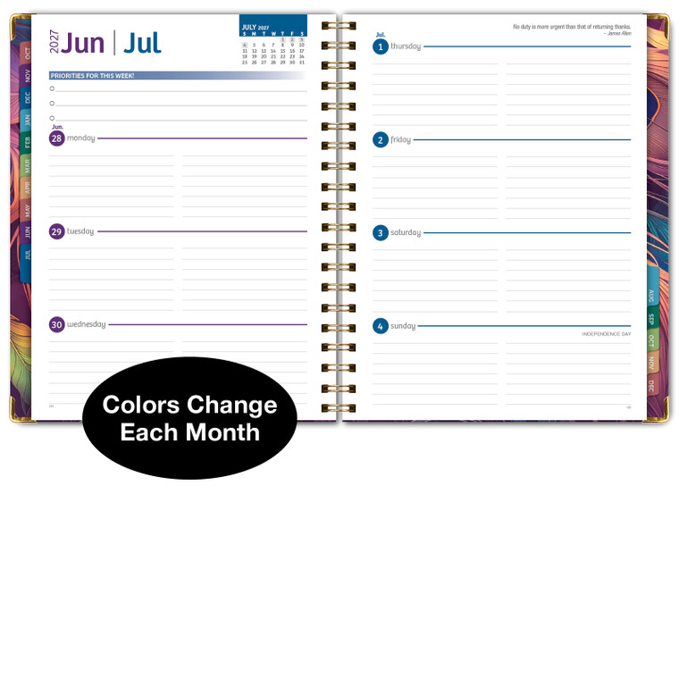 Excello Brands Hardcover 15 Month Fashion Planner CY27 - 8.5" X 11" (Pastel Peacock)