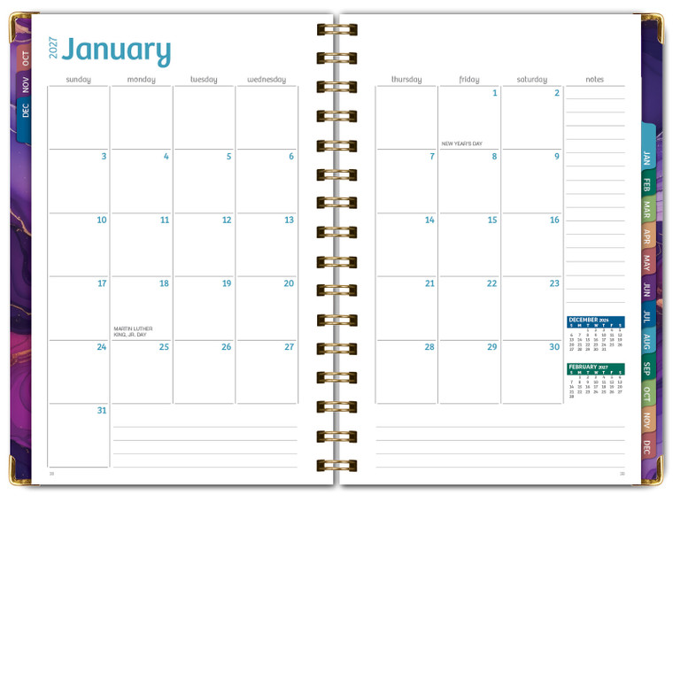 Excello Brands Hardcover 15 Month Fashion Planner CY27 - 5.5" X 8" (Pink Purple Marble)