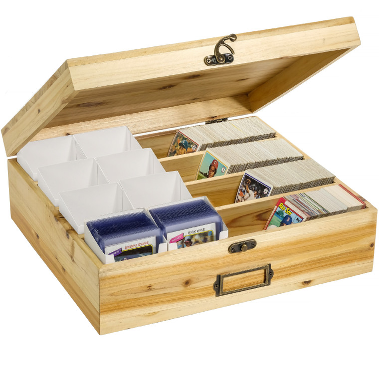 Wooden Card Collection Storage Box for Sports Cards, CCGs, and TCGs.