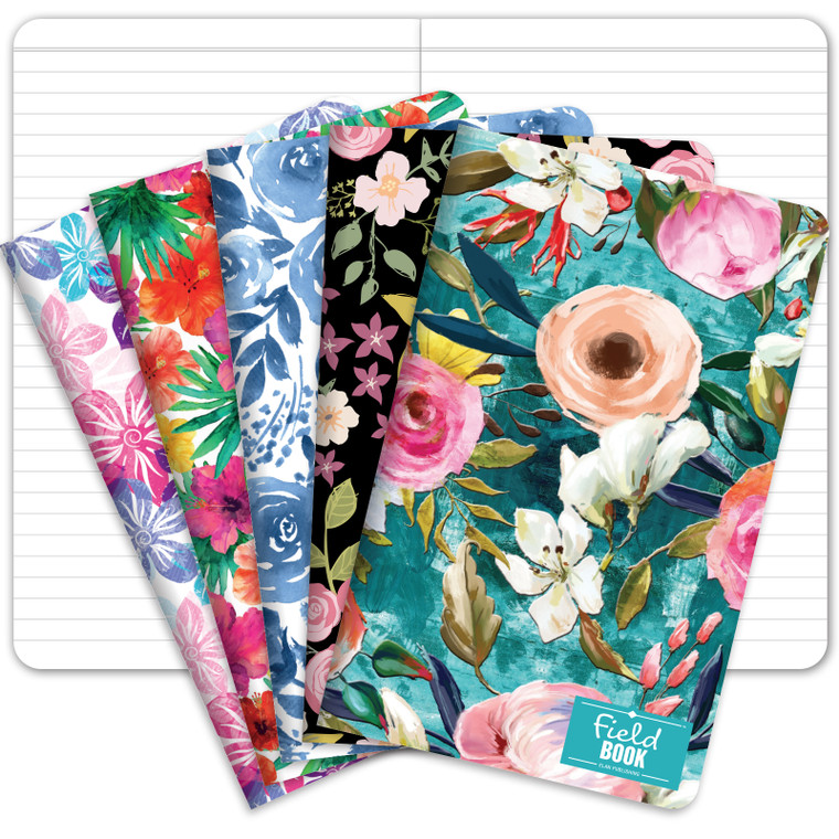 Mini Field Book Set - Line Text / Combo Floral Covers